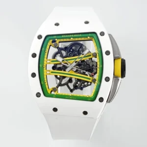 RM61-01 APSF White Ceramic/RU Skeleton Dial on White Rubber Strap 