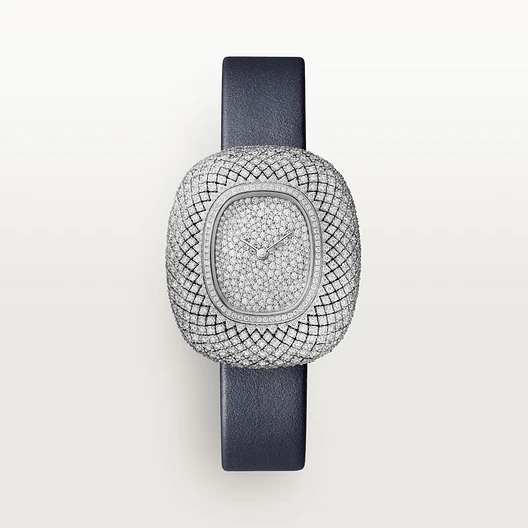 Cartier Coussin de Cartier watch, Medium model blue calfskin
