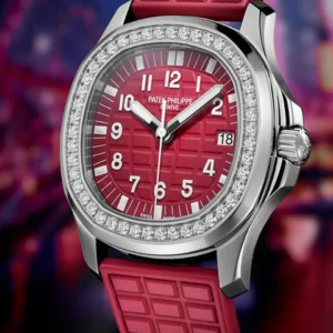 Aquanaut 5067A SS PPF 1:1 Best Edition Red Textured Dial on Red Rubber Strap RONDA Quartz