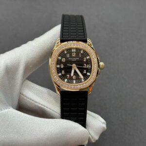 Aquanaut 5067A RG PPF 1:1 Best Edition Black Textured Dial on Black Rubber Strap Ronda Quartz