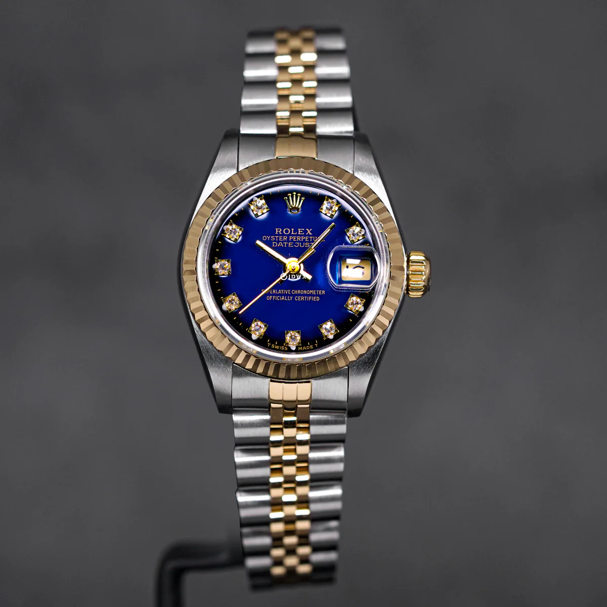 Datejust 26mm Two-Tone Yellow Gold Blue Ombre Diamond Dial