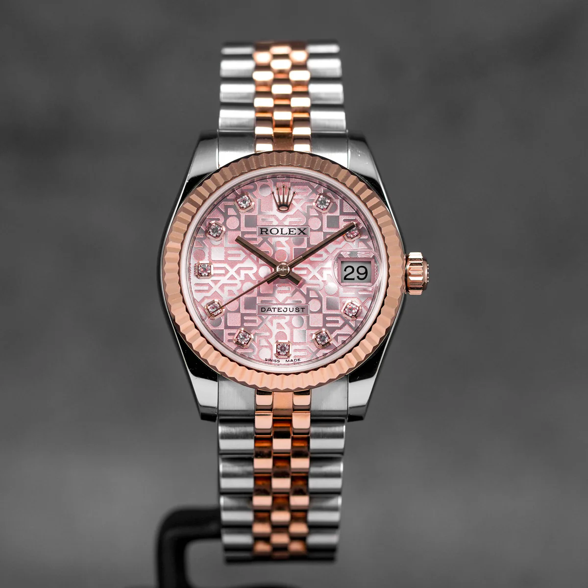 Datejust 31mm Two-Tone Rose Gold Pink Computerized Diamond Dial