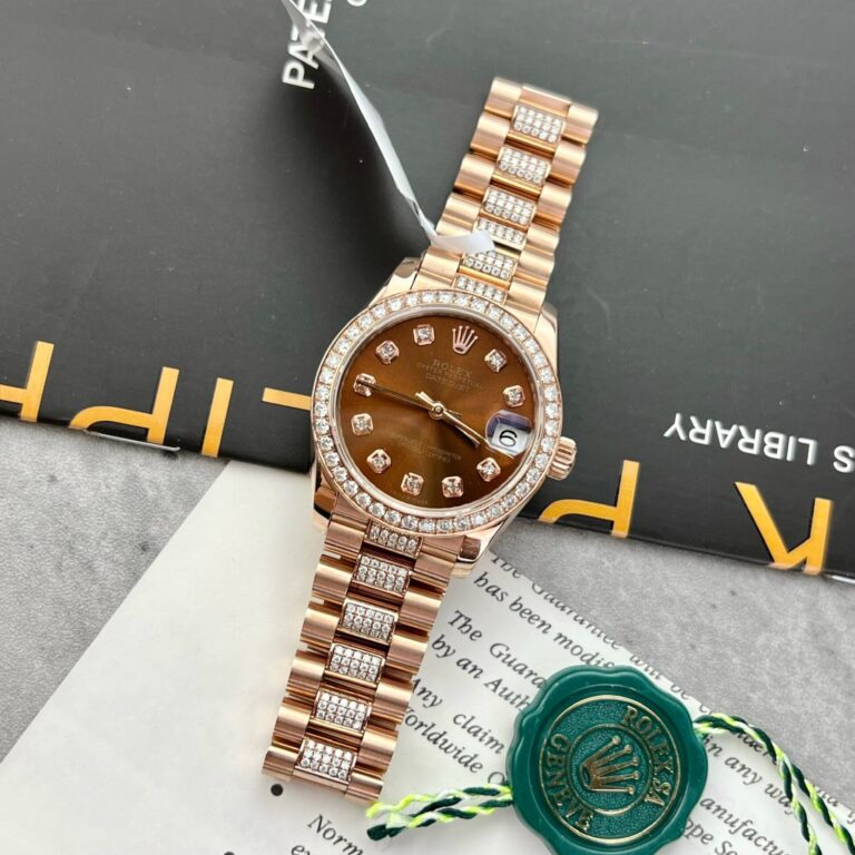 Rolex DateJust Gold Wrapped Moissanite With Chocolate Dial 31mm