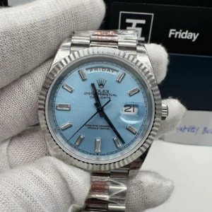 Rolex Day-Date 128236 Dial Ice Blue Weight 175gram QF Factory 40mm Super Clone