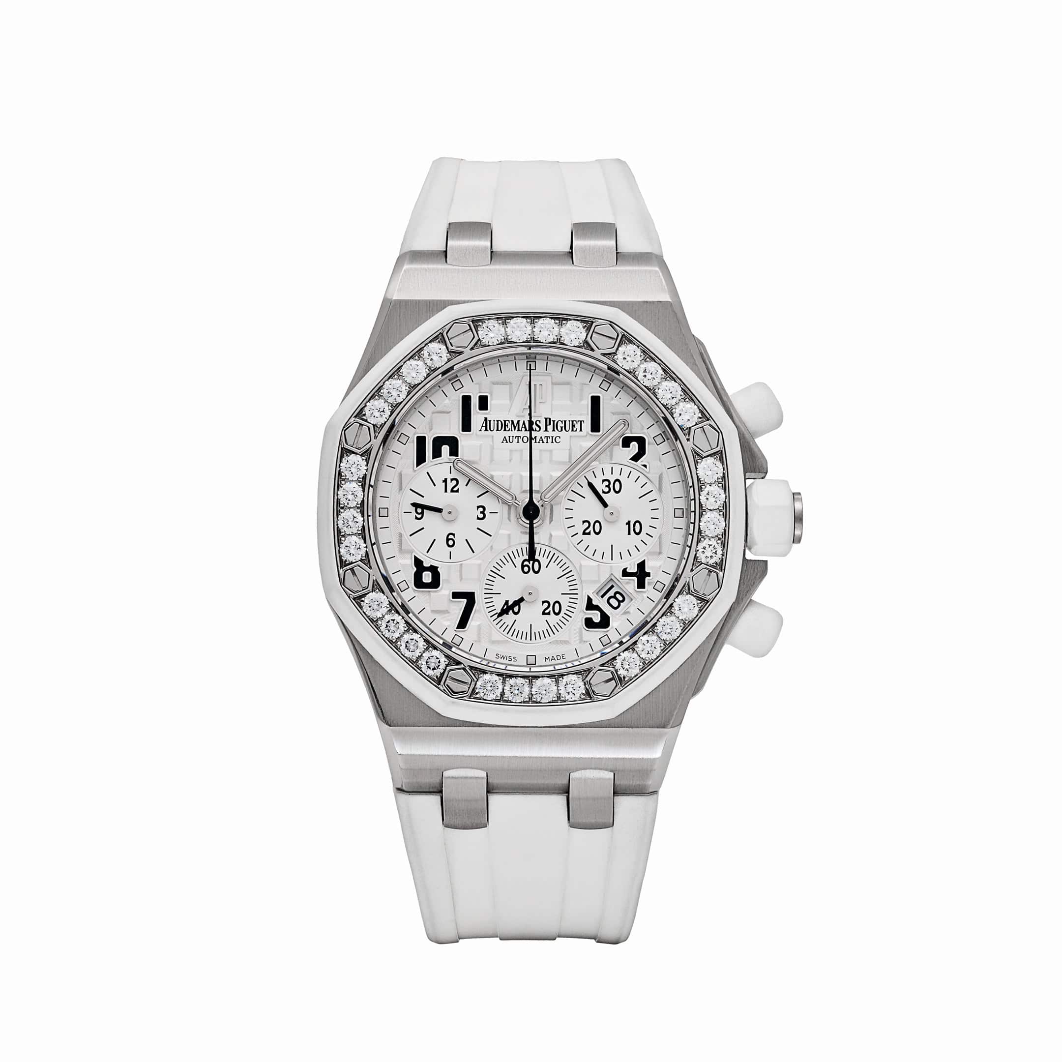  Royal Oak Offshore Stainless Steel White Dial Diamond Bezel