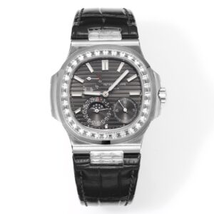 Nautilus 40mm 5724 Dia SS Grey/Stk PPF on Leather Strap A240 Super Clone Super Clone